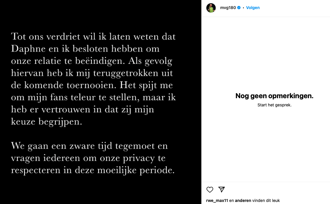 Statement Michael van Gerwen